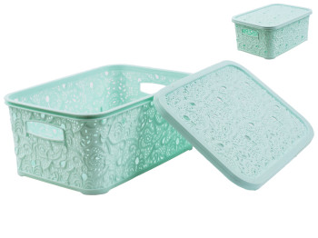 Корзина с крышкой "Ажур" (цвет - бирюзовый) 6л Efe plastics