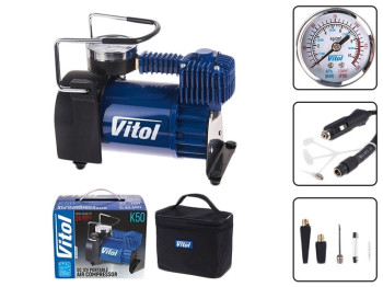 Компресор Vitol K-50 з прикурювачем (150psi, 15Amp, 40л)