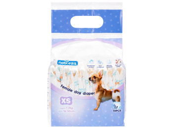 Подгузники для собак Nobleza, размер XS, 34×30см, 1–3 кг, 10шт, (цена за упаковку)