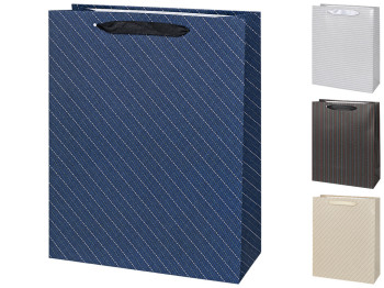 Пакет подарунковий паперовий Stripes S зі стрічковими ручками, 18×23×10 см,  4 кольори (ціна за 1шт)