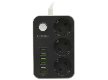Сетевой удлинитель LDNIO SE3631 6USB 3.4A / 3 Socket Цвет Чёрный
