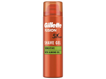 Гель для гоління Gillette Fusion, для чутливої шкіри, з мигдальним маслом, 200мл