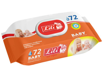 Вологі серветки дитячі "Lili" "З екстрактом ромашки" 72шт з клапаном
