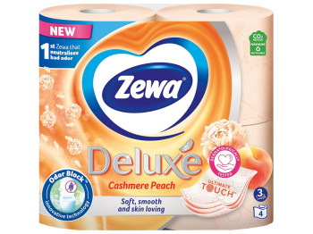 Туалетная бумага Zewa Deluxе Персик, 3х слойная (цена за упаковку 4шт)