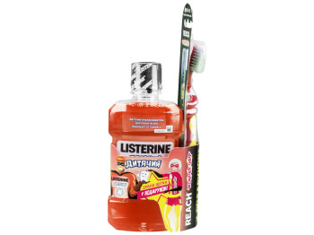 Набор детский (ополаскиватель Listerine "Smart rinse" 250мл+зубная щетка Reach "Wonder grip")