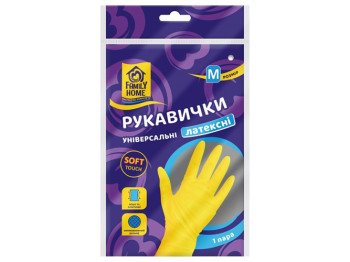 Рукавички господарські Family Home універсальні латексні, розмір М, 1шт