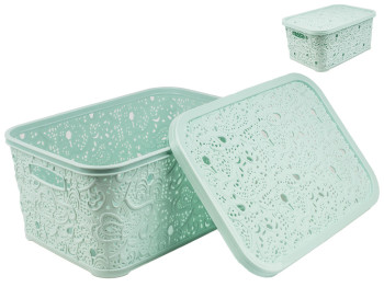 Корзина с крышкой "Ажур" (цвет - бирюзовый) 10л Efe plastics