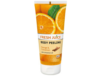 Пілінг для тіла Fresh Juice Апельсин і кориця, з папаїном та абразивними частинками, 200мл