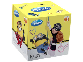 Серветки косметичні Smile Minions, тришарові, без запаху, 60 шт