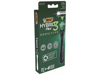 Бритва з 4 змінними касетами BIC Flex 3 Hybrid Sensitive 3 леза (ціна за набір 1шт)