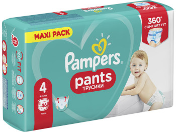 Подгузники-трусики одноразовые для мальчиков и девочек Pampers Pants Размер 4 9-15кг 46шт