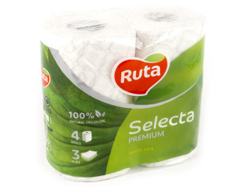 Бумага туалетная "Ruta Selecta" белая трехсл. (цена за уп. 4 рулона)