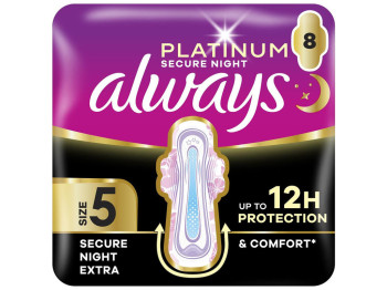 Прокладки гігієнічні Always Platinum Secure Night, з крилами, 7 крапель, 8шт