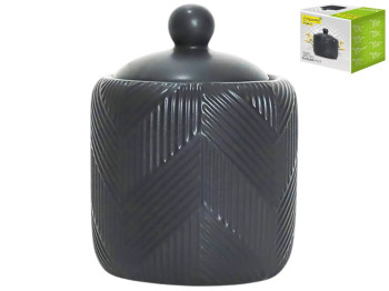 Цукорниця з ложкою Maestro Geometry Black, кераміка, 300мл, 11х9см, колір чорний (ціна за 2предмети)