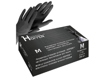 Рукавички нітрилові M Hoffen 3.5г нестерильні текстуровані без пудри, 50шт