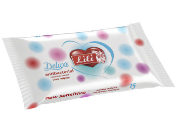 Вологі серветки дитячі Lili Deluxe "З екстрактом календули і вітаміном Е" антибактеріальні 15шт
