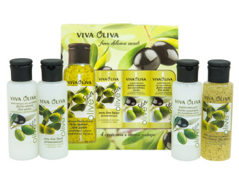 Подарочный набор "Оливковый SPA" (гель-пилинг, гель для душа, шампунь, маска для волос)