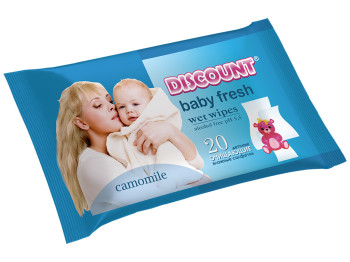 Влажные салфетки детские Discount "С экстрактом ромашки" BigSize 20шт