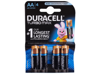 Батарейка алкалінова Duracell Turbo Max, 1.5V, AA, LR6 (ціна за блістер 4шт)