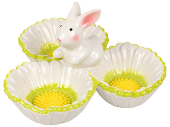 Менажниця великодня Bloom & Bunny керамічна з 3 секціями, 19,5×11 см