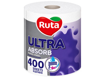 Паперові рушники Ruta Ultra Absorb, 3-шарові, 60м, 400 відривів, 1 рулон