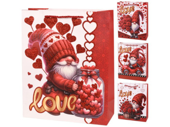 Пакет подарочный Love You, бумага, 18х24х8,5см, 4 дизайна (цена за 1шт)