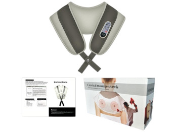 Масажер для шиї та плечей з пультом Cervical Massage Shawls, 50Вт, екокожа, колір бежевий