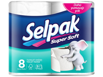 Туалетная бумага Selpak, 3х слойная, белая (цена за упаковку 8шт)