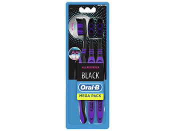 Щетка зубная Oral-B Allrounder Black, средняя жесткость, пластик, нейлон, цвет черный (цена за 3шт)