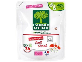 Гель для стирки L’Arbre Vert Floral, гипоаллергенный концентрат, запаска, 34 стирки, 1,53 л