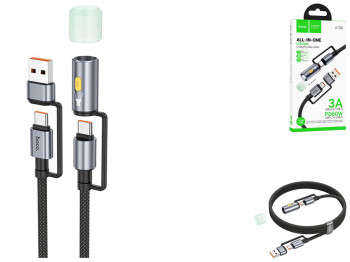 Кабель USB Hoco U138 USB/USB-C to USB-C/LED Light 1.2м Колір Чорний