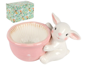 Конфетница-кашпо пасхальная Easter, керамика, 21х13см, цвет розовый