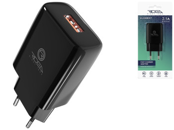 Сетевое Зарядное Устройство Ridea RW-11011 Element 2.1 A Черный