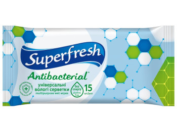 Салфетки влажные антибактериальные Superfresh, без спирта,15шт
