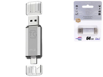 USB флеш-накопичувач 3.0 T&G 64gb USB/Type C 009, колір срібло