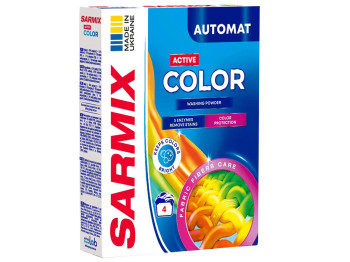 Пральний порошок Sarmix, кольорова білизна, ручне та автоматичне прання, 300 г, 6 прань