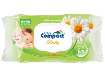 Влажные салфетки Ultra Compact Baby Ромашка, 72шт