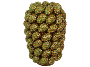 Ваза порцелянова Cones, з об’ємним декором у вигляді шишок, зелена, D24 × 35,5 см