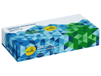 Серветки косметичні Ecolo, білі, 100шт, 2шари, пенал