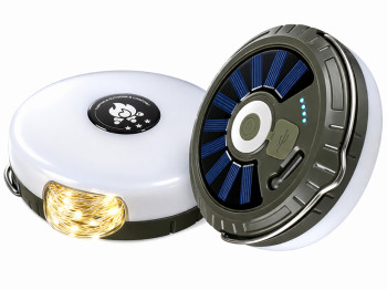 Фонарь-гирлянда MH-0518, LED, Solar, 2000мАч, USB, пульт ДУ, пластик, 113×110×55мм, цвет хаки