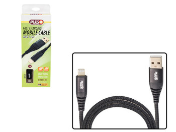 Кабель Pulso CC-4201L BK, USB - Lightning 3А, 1м, black (швидка зарядка/передача даних)
