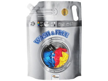 Гель для машинной и ручной стирки Wash&Free универсальный, дойпак, 28x10x19мм, 2л