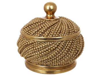 Скринька для прикрас Pearl, полірезина, 13×12,5см, колір золотий