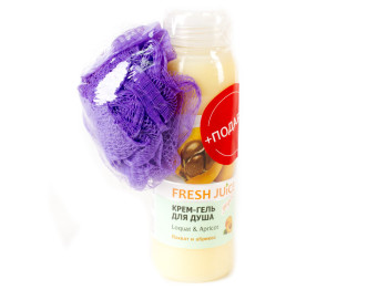 Крем-гель для душа Fresh juice Loquat&apricot 300мл+спонж