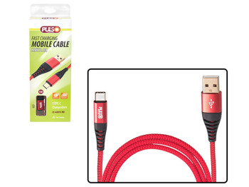 Кабель Pulso CC-4201C RD, USB - Type C 3А, 1м, red (швидка зарядка/передача даних)