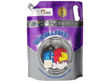 Гель для стирки универсальный Wash&Free Жасмин и лаванда с марсельским мылом, 2л, дой-пак