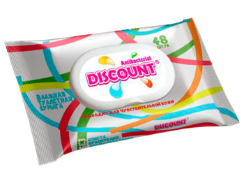 Бумага туалетная влажная Discount 48шт с клапаном