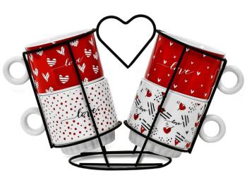 Чашки на підставці Love, 250мл (ціна за набір 5 предметів)