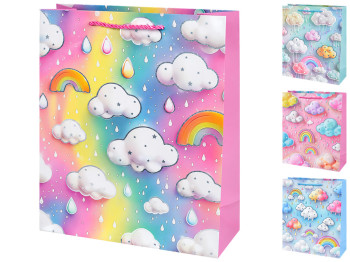Пакет подарунковий паперовий Rainy clouds S, з ручками, 18×23×10 см, 4 дизайни (ціна за 1шт)