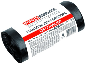 Пакети для сміття Pro Optimum LD, 60x70см, 60л, 20шт, чорні, 16118240
